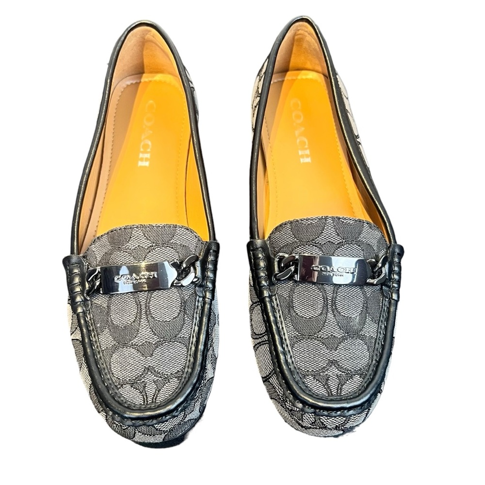 Coach OLIVE Black Signature Logo Loafers Size 7 - Picture 2 of 8